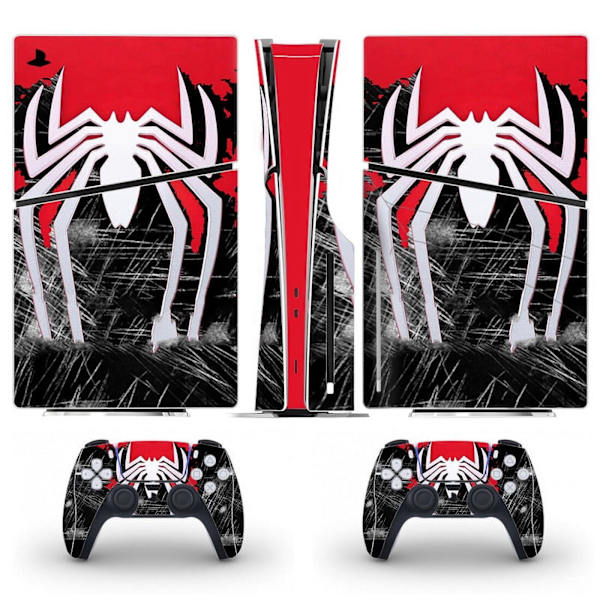Playstation 5 Slim Ps5 Slim Röd Spider Man Skin Dekal Och Controller Stickers Set, Reptålig (Disk) Style08