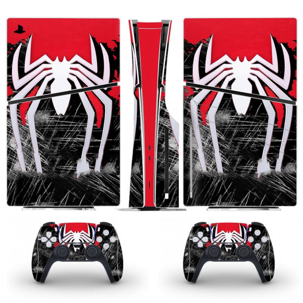 Playstation 5 Slim Ps5 Slim Rød Spider Man Skin Dekal Og Kontroller Klistremerke Sett, Riperesistent (Disk) Style08