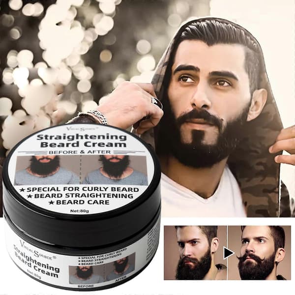 80g Beard Straightening Cream for Long Curly Beards Home Use No Ironing Needed A