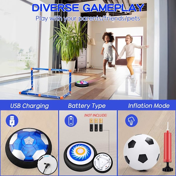 Lasten lelut Hover Hockey Soccer Ball -setti, jossa 3 maalia, ladattava kelluva Air Soccer Ball LED-valolla ja vaahtomuovipäällysteellä, urheilupelit Lelut Lahjat