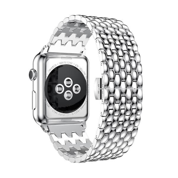 Metalliranneke perhoslukolla Apple Watch 42/44/45/49 mm hopea