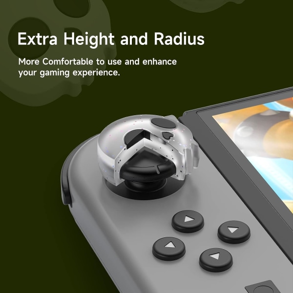 Tumgrepp för Nintendo Switch, Söta Joystick-överdrag med 3D- cover Mjukt bedårande silikon analog 4-st Kit för Switch/OLED/Lite, Skull