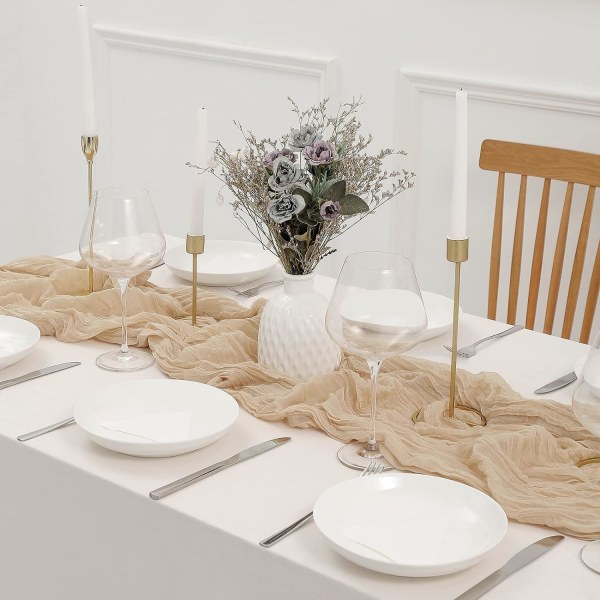 Thanksgiving Bordsløper Rust Cheesecloth Bordsløper 13.3ft Boho Gauze Cheese Cloth 160inch Lang for Bryllup Brud Bursdagsfest Bord