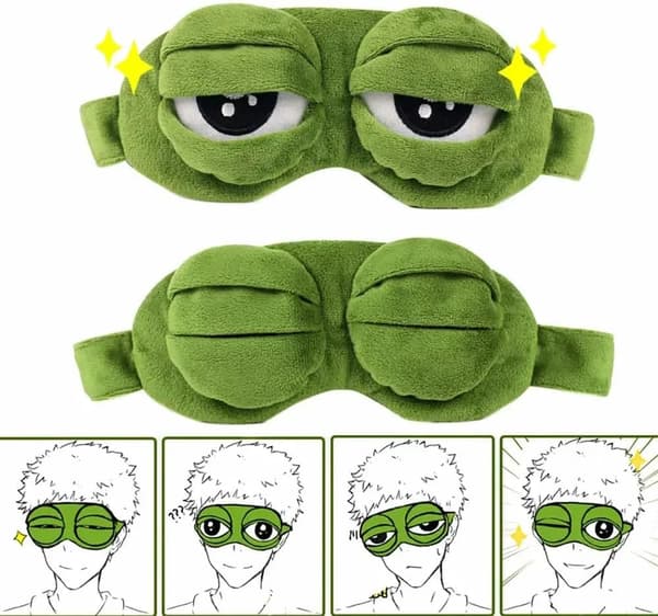 Frog Sleep Mask Funny Plush Eye Mask Adjustable Light Blocking Cover for Travel Rest