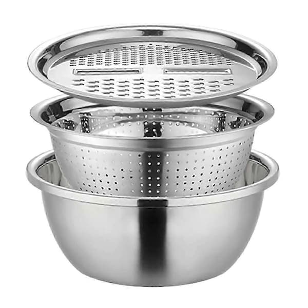 Si i rustfrit stål 3-i-1 multifunktionelt si-sæt i rustfrit stål afløbskurv salatskål