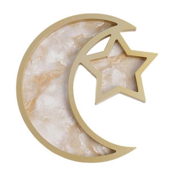 Elegant Eid-bricka med stjärn- och månformade Eid-hemtillbehör Perfekt för Eid-firande och heminredning