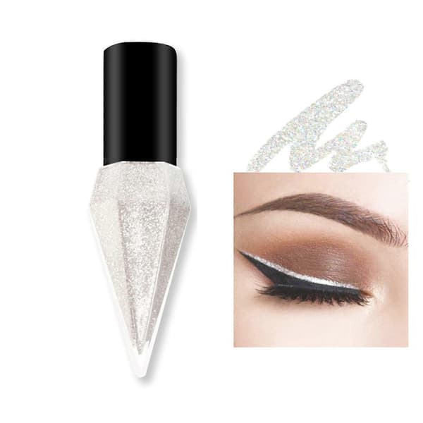 Vattentät Glitter Eyeliner, Långvarig Snabbtorkande Formula, Vit Glittrande Minidiamantdesign