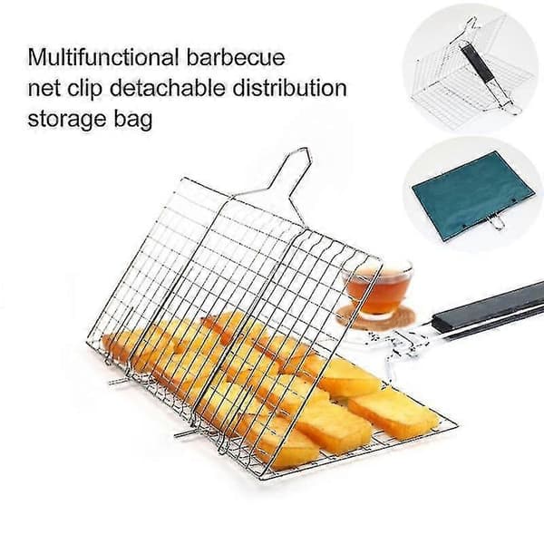 Värmebeständig grillkorg vikbar rostfri kött grönsaksbiff grillbricka för utomhusbruk