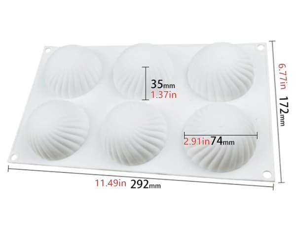 Spiral Halvkugle Silikoneform Halvkugle Mousseform Pralineform Vit white