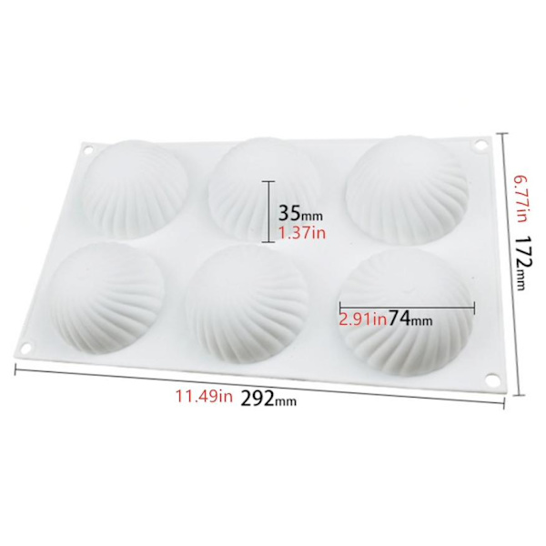 Spiral Hemisphere Silicone Mold Semisphere Mousse Mold Praline Mold Vit white