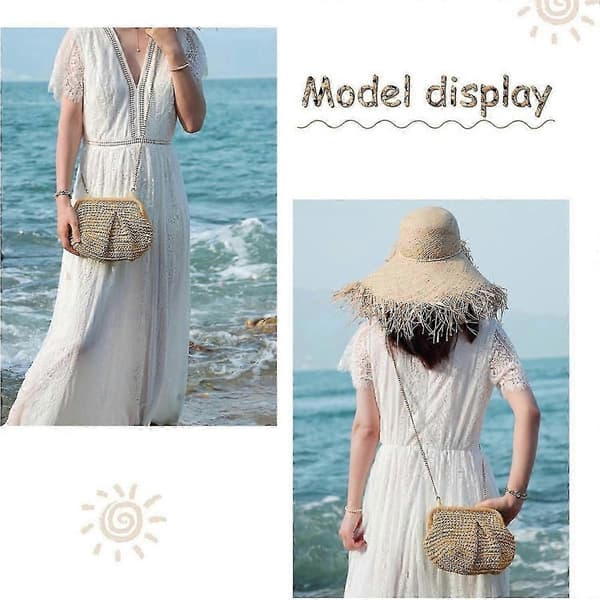 Cloud Dumpling Stråveske Dame Vevd Crossbody Skulderveske Sommer Strand Boho Chic Håndveske