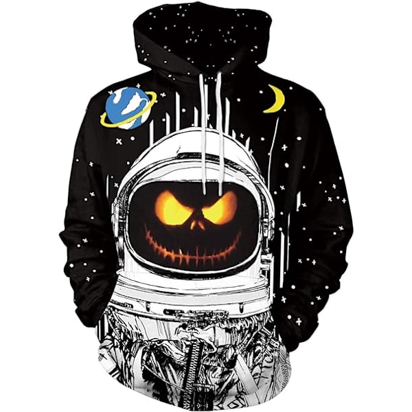 Herr långärmad huvtröja Halloween rolig besättning hals sweatshirt med känguruficka jul flerfärgad 3D-tryck tröja tröja（Storlek：M） Style03 M