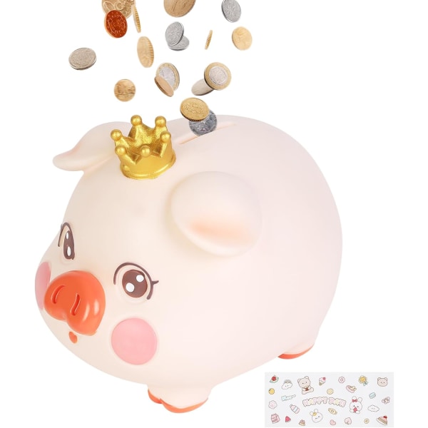 Härlig baby med presentklistermärken, spricksäker pengabank, kreativ myntbank, bästa födelsedagspresent för barn, första bank, Crown Piggy