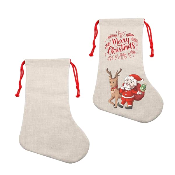 Heat Transfer Christmas Stocking Sublimation Blank Linen Socks Ornament DIY