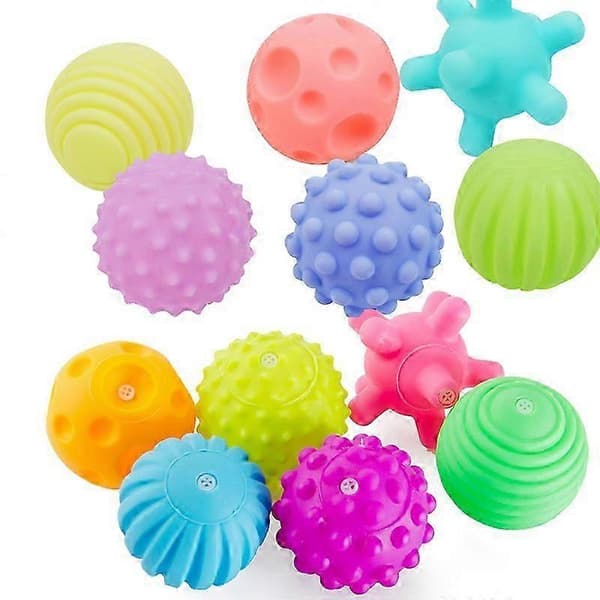 12 st sensoriska babyleksaker, sensoriska bollar i plast, mjukt bollset, multistrukturerade flerfärgade sensoriska bollar