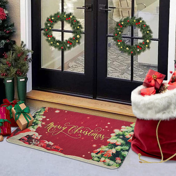 God Jul Julgranar Jul Dekorativ Dörrmatta (30\"x17\", Röd), Xmas Dörrmatta Golvmatta Entrématta För Inomhus Utomhus