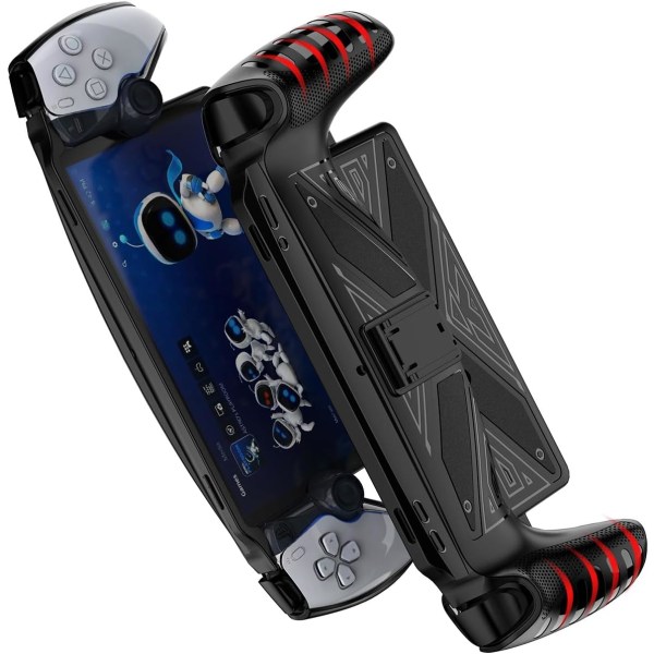 Case för PlayStation Portal, med stativ, hårt skalskydd för handhållen konsol , Anti-dammtillbehör till spelmaskin (svart)