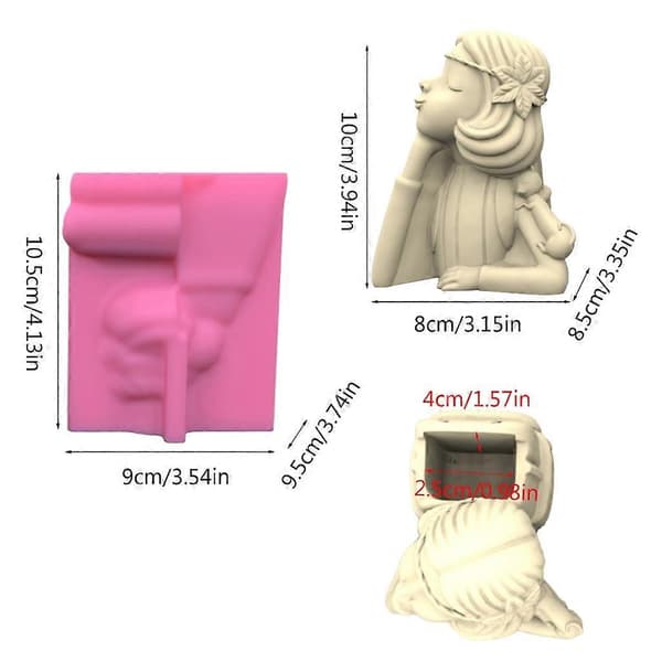 3D Ryggsäck Flicka Gips Silikonformar för att göra suckulenta växtblomkrukor