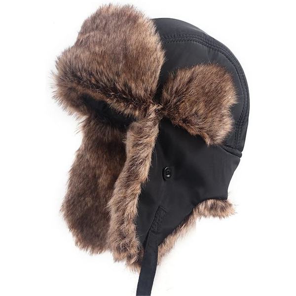 Hatte Vandtæt Russisk Bomber Hat Mænd Vinter Varme Øreklapper Sne Ski Cap Hatte(Størrelse:XL,59-61cm)