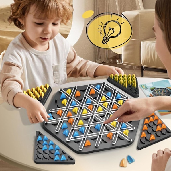Trigger brädspel |. Interaktivt triangelkedjespel |. Triangelspel med elastiskt band. Triangelstrategispel för barn och vuxna