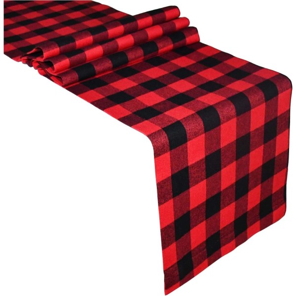 Buffalo Check Table Runner Cotton Red and Black Plaid Classic Stylish Design for Family Christmas Holiday Birthday Table Decoration (14 x 108 Inch)