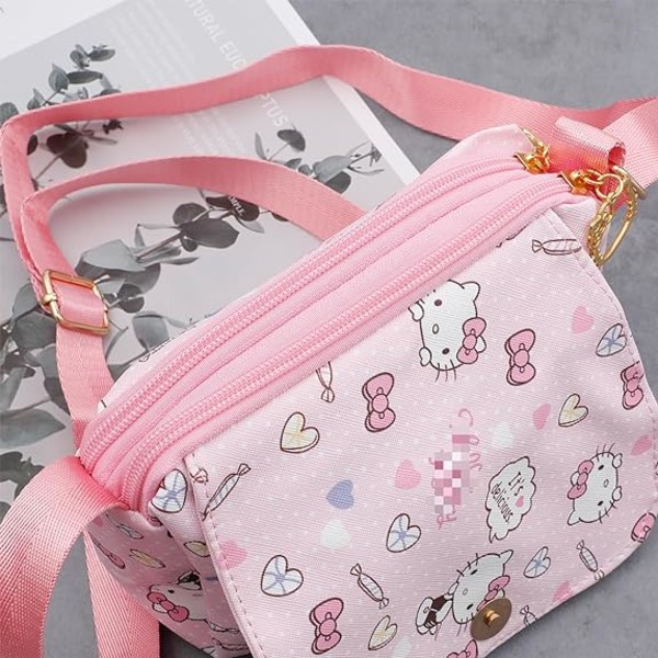 Cartoon Kitty Lompakko Lanyardilla Kawaii Kitty Crossbody Laukut Matkapuhelin Laukku Kolikko Lompakko Tytöille Naisille