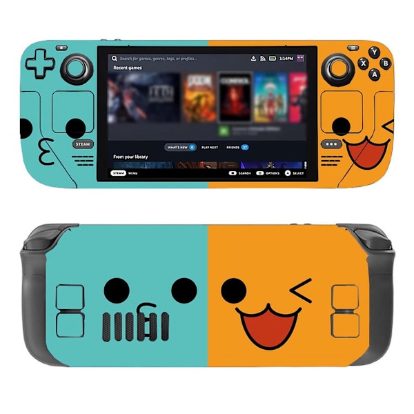 Steam Deck-klistermärken, söta anime-klistermärken, klistermärken för spelkonsoler, helkroppsklistermärken, reptåliga och dammtäta (LCD-skärm, blå och orange) Style10