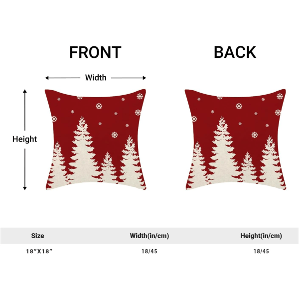 Jul kuddfodral 18x18 tum set om 2 röd tomte snöflingor dekor kasta kuddar vinter jul semester utomhus kuddfodral