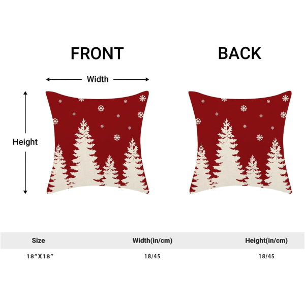 Julepudebetræk 18x18 tommer Sæt med 2 Rød Julemand Snefnug Dekoration Pudebetræk Vinter Jul Ferie Udendørs Pudebetræk