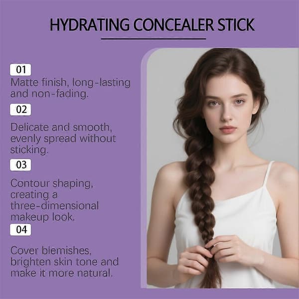 Shape Tape Blur Concealer Stick Hydrerende Lett Concealerblyant med Børste for Under Øyne Ansikt D