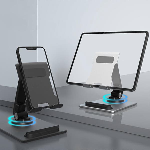Mobiltelefonstativ Skrivebord Sammenklappeligt Desktop Telefonholder Vuggedock Aluminiumlegering Egnet til Smartphone Tablet 2 Farve Grå