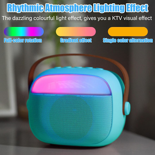 Karaokemaskin för barn med 2 trådlösa mikrofoner, portabelt KTV-system med Bluetooth, högtalare med röstförvrängningseffekter och LED-lampor Blue