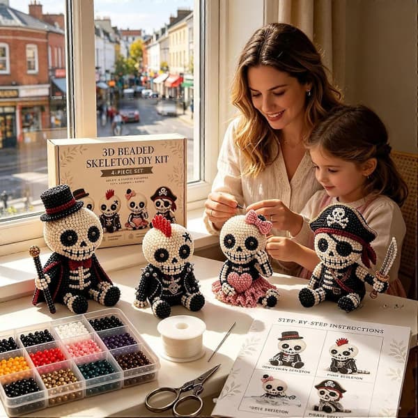 Kreativt 3D perleskelet håndværkssæt DIY kunstsæt Red