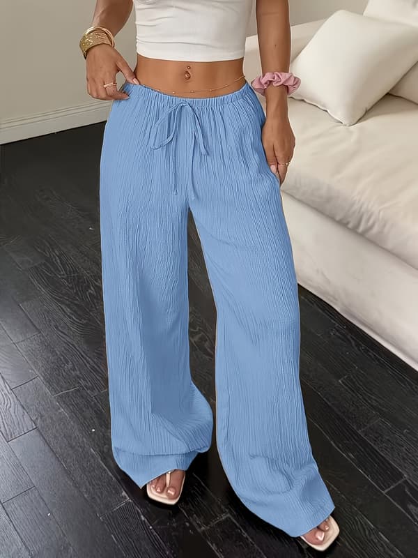 Tvådelade eleganta långbyxor för kvinnor, avslappnade raka byxor L