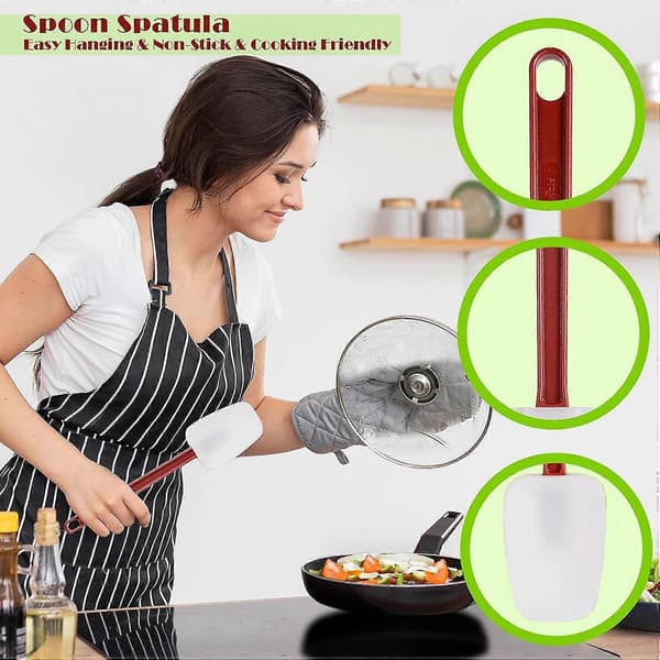 6-pack spatlar silikon värmebeständiga, spatel silikon, gummiskrapa spatel 25 cm, köksanvändning B