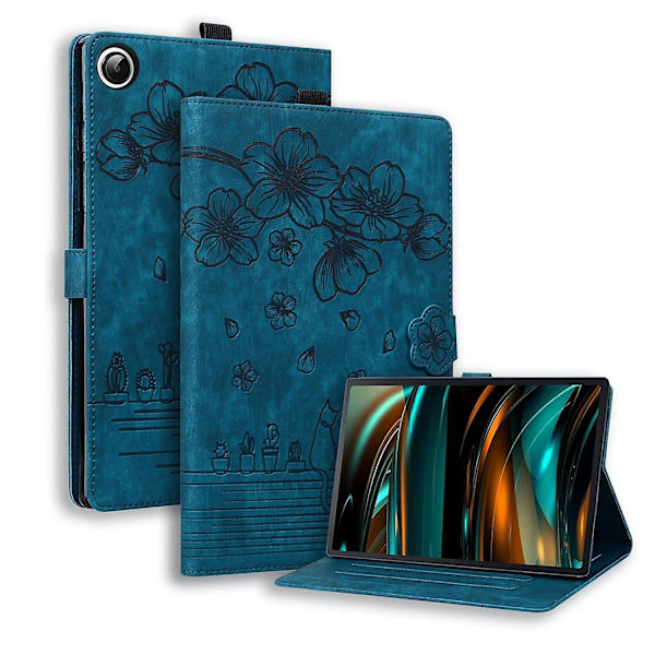 Lærfutteral for Samsung Galaxy Tab A9+ med kattemotiv