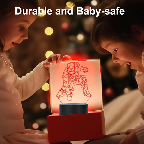 Barnleksaker 3D nattlampa, 3D Illusion nattlampa, LED nattlampa Smart Touch Dimmer Lights 7 Färgförändrande Dekorlampa, Rumdekor, Presenter