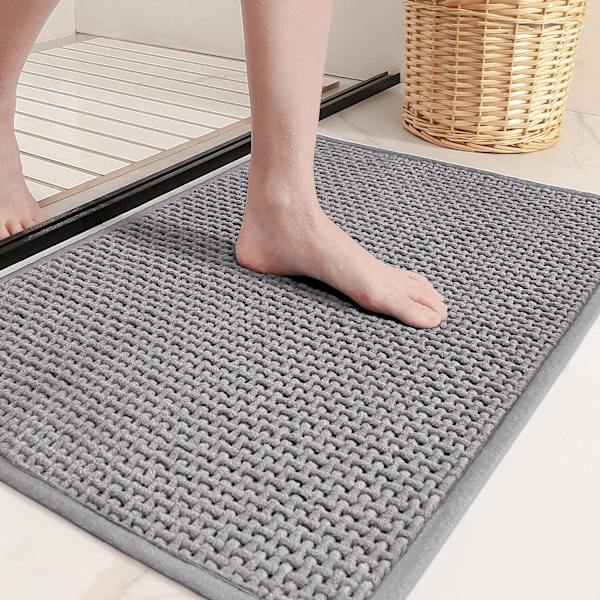 16\"x24\" Chenille Badrumsmattor - Färg G Tunna Badrumsmattor Passar Under Dörr - Absorberande, Platt, Halkfri, Mjuk, Maskintvättbar