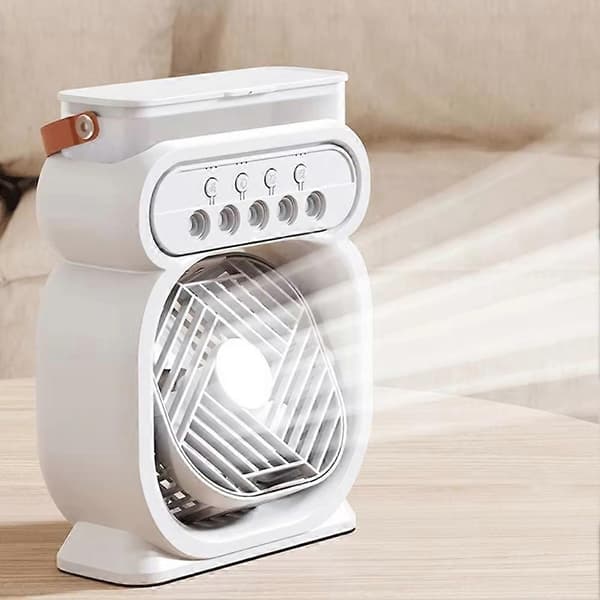 3 i 1 ventilator AIr Conditioner Husholdningslille luftkøler LED natlys luftfugter luftjusteringsventilator kontorventilator hvid Vit