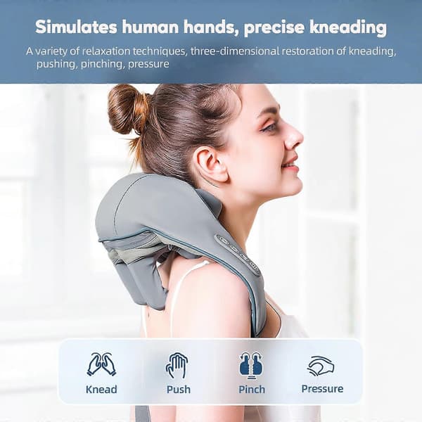 Electric Neck and Shoulder Massager with Heat Function, 3 Temperature Settings, Finger Press Back Massager, Relieves Trapezius Muscle Pain.