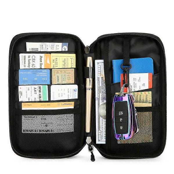 RFID-Blocking Travel Passport Wallet and Document Organizer