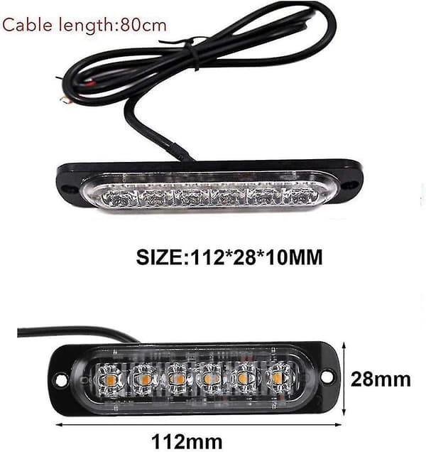 4kpl 18w 6 Led Ohut Keltainen Strobe Vilkkuvalo Palkki Auto Kuorma-auto Varoitussignaali Pysäköintivalo Lamppu