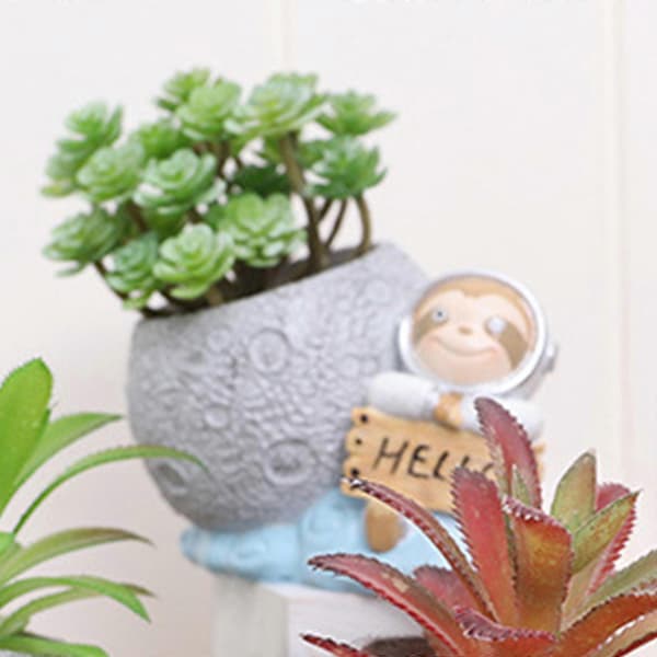 Blomsterpotte Silikoneform Betonforme Siddende Astronaut Form Blomsterpotter Forme Cementforme Silikone Materiale til DIY