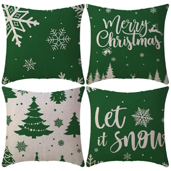 Jul kuddfodral Jultomten Snögubbe Örngott God Jul Låt Det Snöa Kuddfodral, 18 x 18 tum, 4-pack