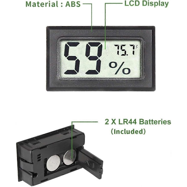 Mini Hygrometer termometer Digital indendørs fugtighedsmåler monitor med temperaturmåler Sensor Fahr