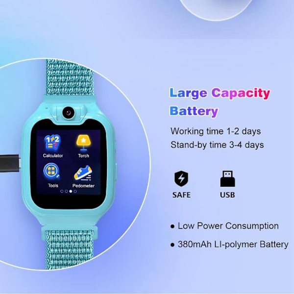 Børns Smart Watch, IP67 Vandtæt Smartwatch til Børns Fødselsdagsgaver til 4-12 År Gamle med HD Kamera Musikafspiller Skridttæller Lommelygte Alarm,SOS