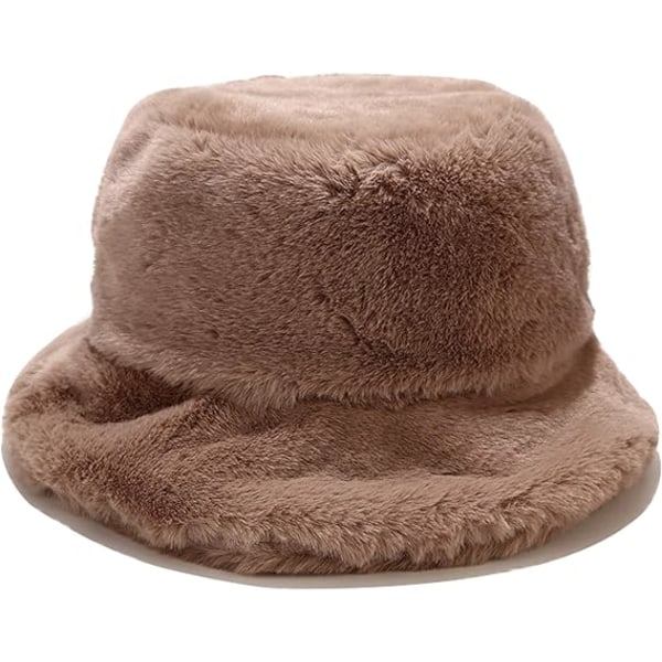 Vinterfalsk pels bøttehatt Fluffy varm hatt for kvinner menn