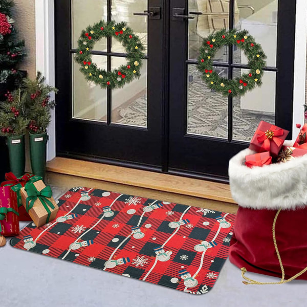 Hauska jouluaiheinen ovi- ja sisustusmatto (30\"x17\", punainen), sesongin mukainen talvinen jouluovi- ja sisustusmatto, matalapohjainen lattiamatto
