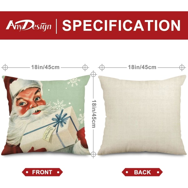 Jul kuddfodral jultomten snögubbe prydnadskudde Merry Bright Let It Snow kuddfodral, 18 x 18 tum, 4-pack