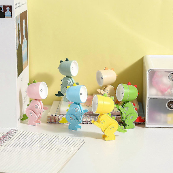 3 stk. Kreativ Led Mini Øjenbeskyttelse Natlampe Tegneserie Dinosaur Sammenklappelig Lille Bordlampe, Kawaii Værelsesindretning Dyr Småbørn Natlampe Grøn